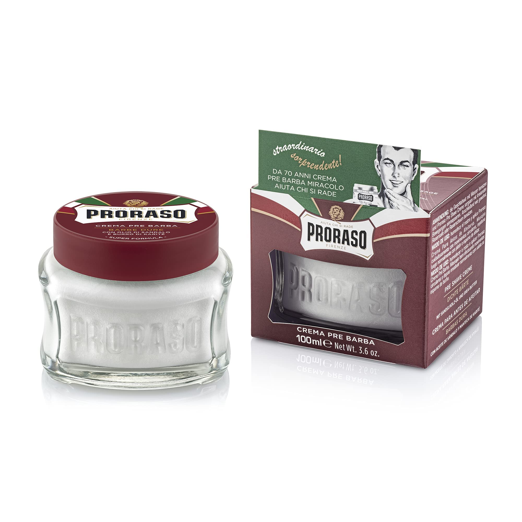 Proraso Pre-Shave Cream, Moisturizing and Nourishing, 3.6 oz (100 ml)